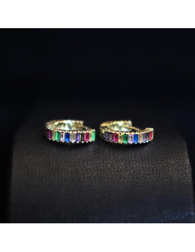 EARRINGS SILVER RINGS WITH COLORFUL ZIRCON