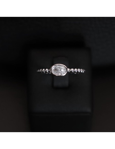 SINGLE STONE SILVER RING