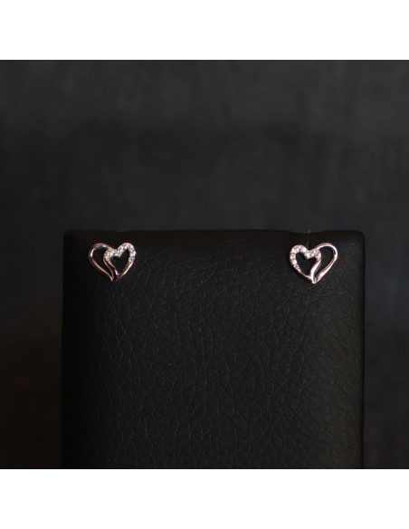 SILVER HEART EARRINGS WITH ZIRCONIA