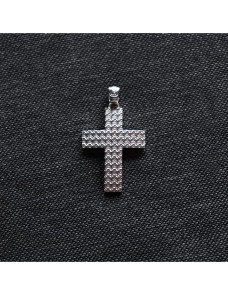 WHITE GOLD STRIPED CROSS
