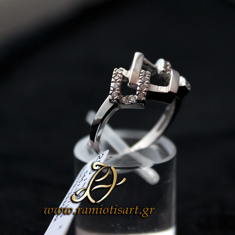 white-gold ring for women with cubic zirconia