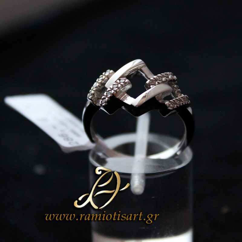 white-gold ring for women with cubic zirconia