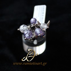 white gold ring with charms and amethyst and cubic zirconia 2