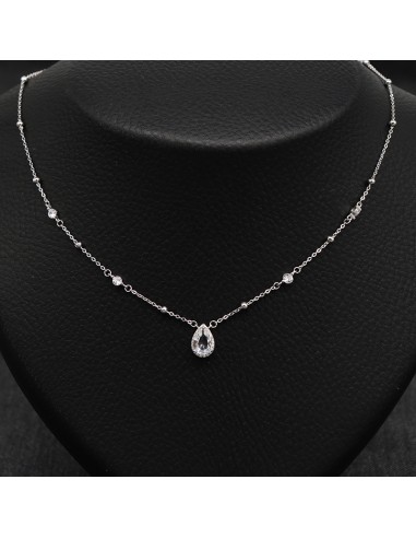 SILVER NECKLACE WITH ZIRCON TEAR STONE