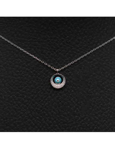 SILVER NECKLACE WITH ENAMEL AND ZIRCONIA EYE