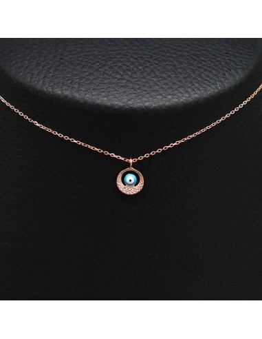ROSE GOLD NECKLACE WITH ENAMEL AND ZIRCONIA EYE