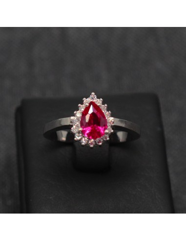 SINGLE STONE RING WITH RED ZIRCON