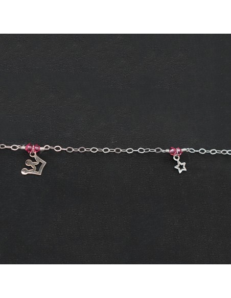 WHITE GOLD BRACELET WITH CROWN AND STAR