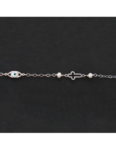 BRACELET WITH CROSS AND EYE