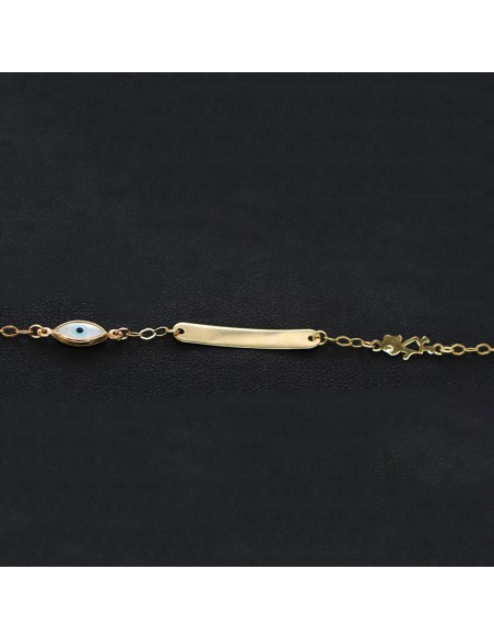 GOLD BRACELET WITH EYE AND ID