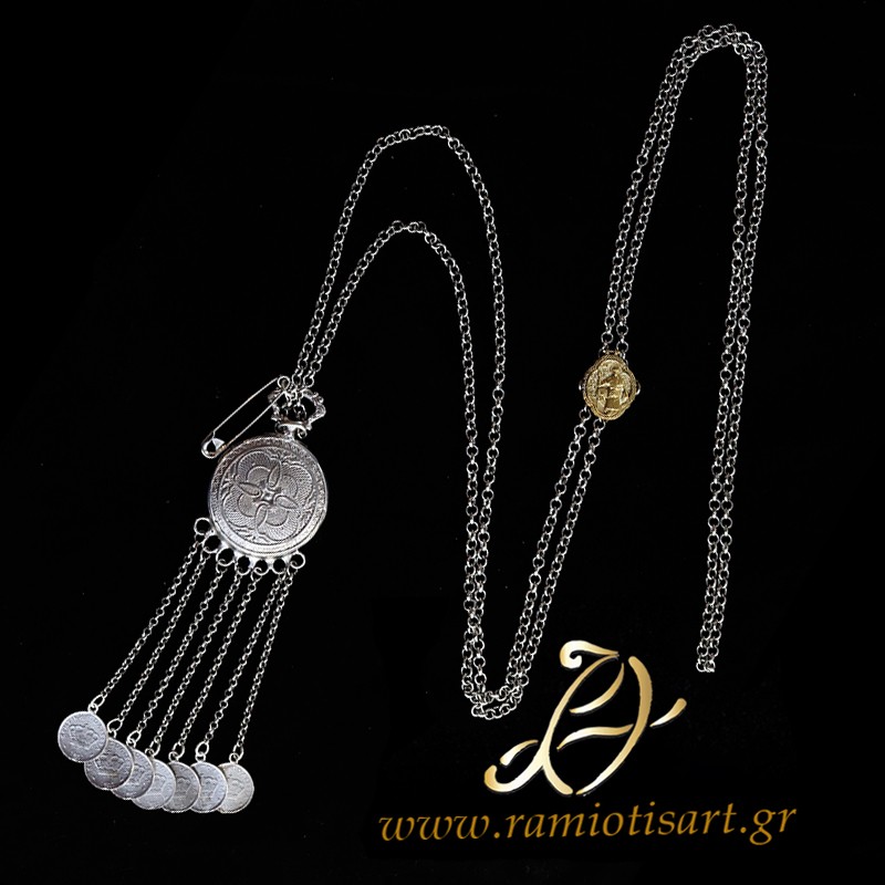 cretan traditional jewel with clock replica MATERIAL WHITE METAL NP YOUR BUDJET 50-100 EURO Color white metal np