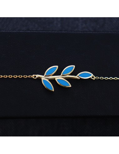 BRACELET GOLD PLATED WITH BLUE LEAVES