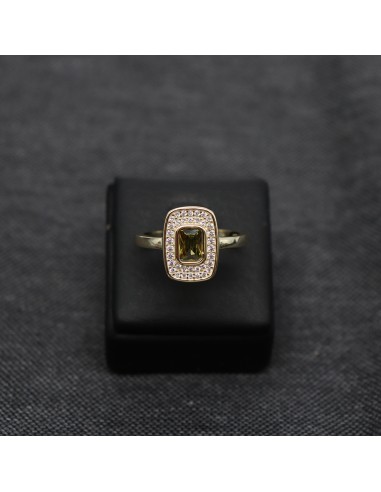 GOLD PLATED RING WITH GREEN ZIRCON