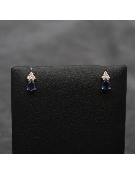 SILVER EARRINGS WITH BLUE ZIRCONIA