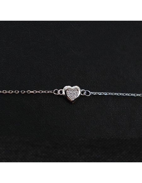 SILVER BRACELET WITH HEARTS AND ZIRCONIA