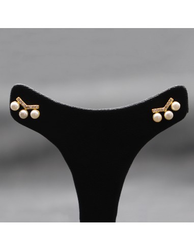EARRINGS WITH PEARLS AND ZIRCONS