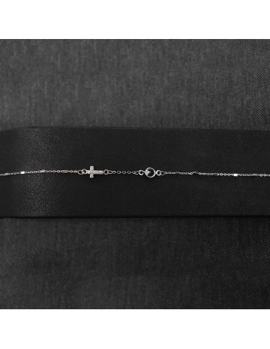 SILVER BRACELET WITH CROSS AND ZIRCONIA