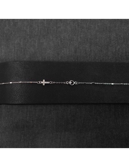 SILVER BRACELET WITH CROSS AND ZIRCONIA