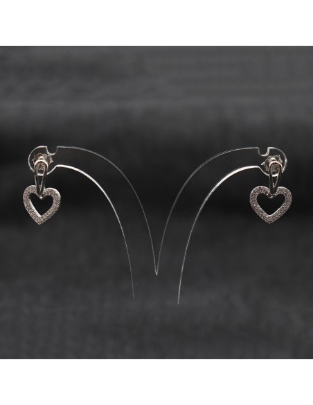 DANGLING HEART EARRINGS WITH ZIRCONIA