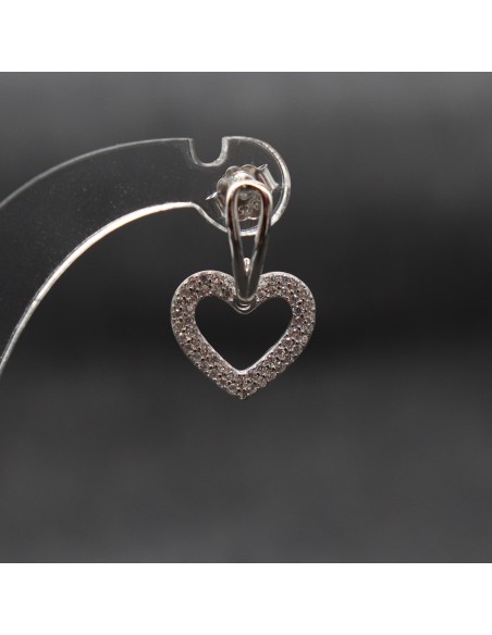 DANGLING HEART EARRINGS WITH ZIRCONIA