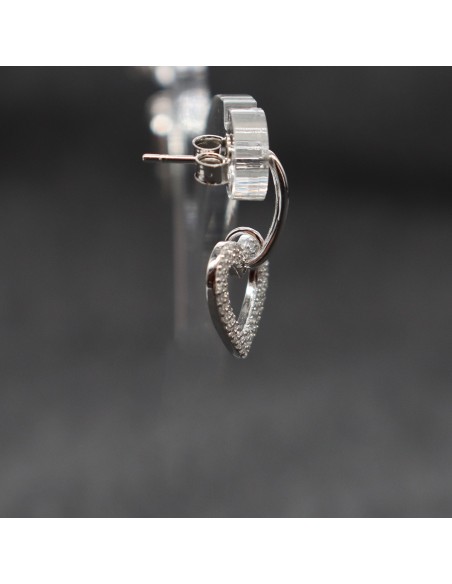 DANGLING HEART EARRINGS WITH ZIRCONIA