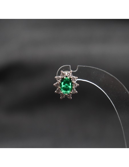 SILVER EARRINGS WITH GREEN ZIRCON