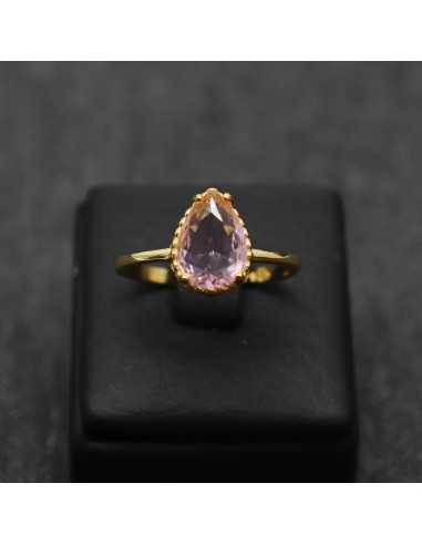 SILVER RING WITH ROSE ZIRCON