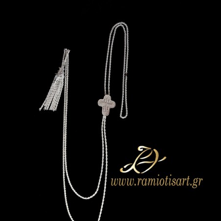 Cretan traditional chain with cross with the 4 new martyrs of Crete