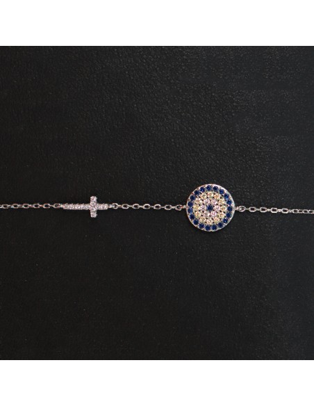 TARGET BRACELET WITH ZIRCONIA AND CROSS