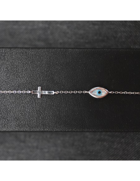 BRACELET WITH EYE OVAL AND CROSS