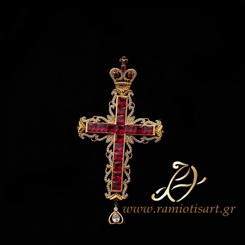 pectoral cross ΣΤ30 goldplated red and white...