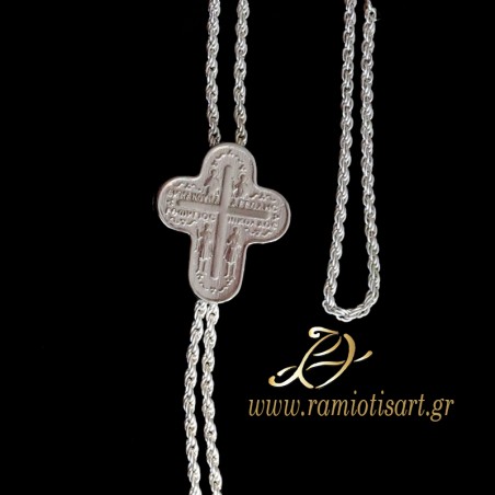 Cretan traditional chain with cross with the 4 new martyrs of Crete
