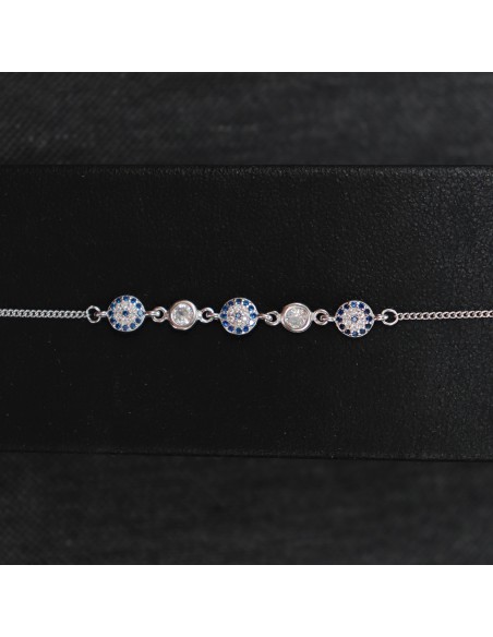 SILVER BRACELET WITH ZIRCONIA CIRCLES