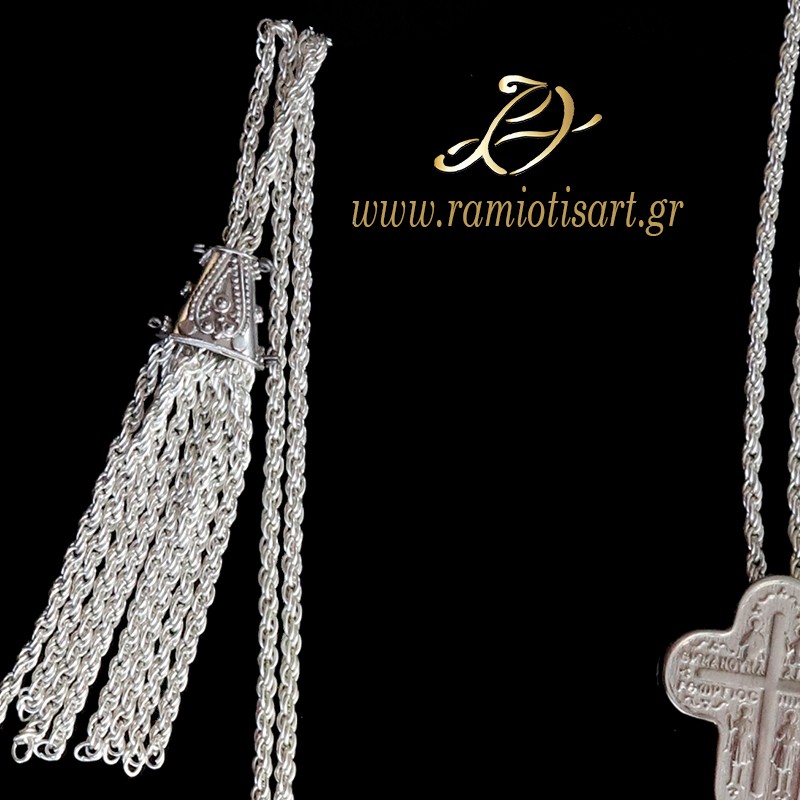Cretan traditional chain with cross with the 4...