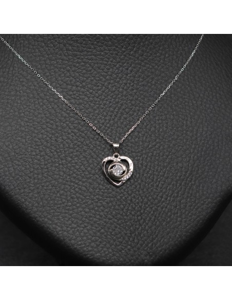 SILVER NECKLACE WITH ZIRCONIA HEARTS