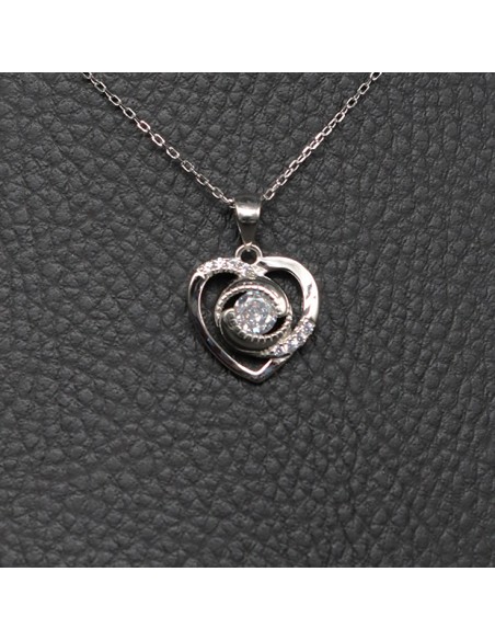 SILVER NECKLACE WITH ZIRCONIA HEARTS
