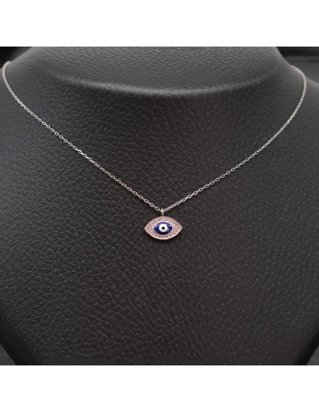 SILVER NECKLACE WITH EYE AND ZIRCONIA
