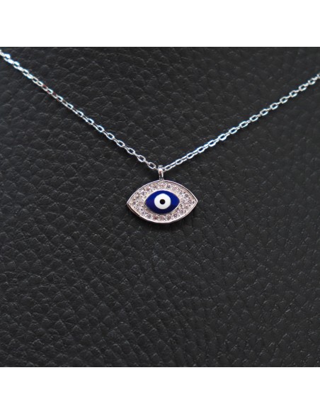 SILVER NECKLACE WITH EYE AND ZIRCONIA