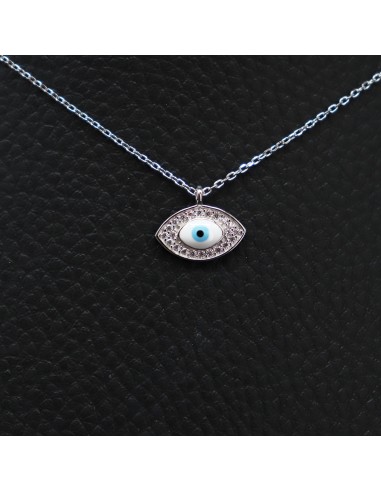 SILVER NECKLACE WITH EYE AND ZIRCONIA