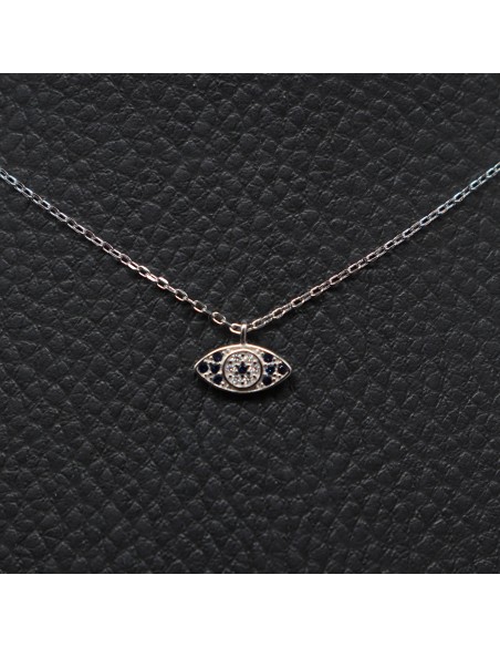 SILVER NECKLACE WITH EYE AND BLUE ZIRCONIA