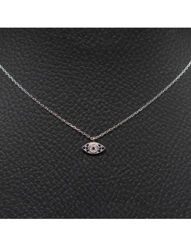 SILVER NECKLACE WITH EYE AND BLUE ZIRCONIA