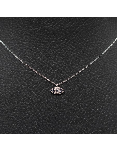 SILVER NECKLACE WITH EYE AND BLUE ZIRCONIA