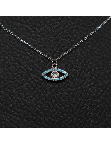 SILVER NECKLACE WITH EYE AND ZIRCONIA BLUE