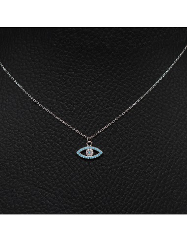 SILVER NECKLACE WITH EYE AND ZIRCONIA BLUE