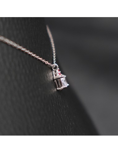 SILVER NECKLACE WITH WHITE AND RED ZIRCONIA