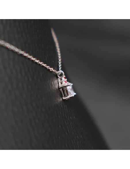 SILVER NECKLACE WITH WHITE AND RED ZIRCONIA