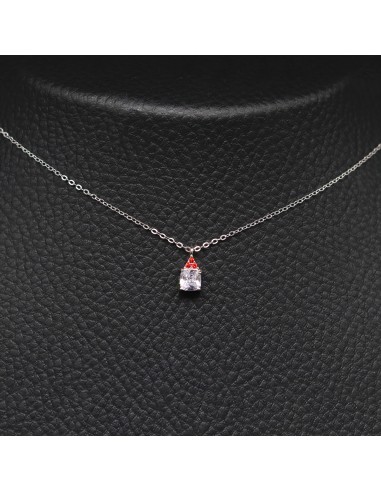 SILVER NECKLACE WITH WHITE AND RED ZIRCONIA