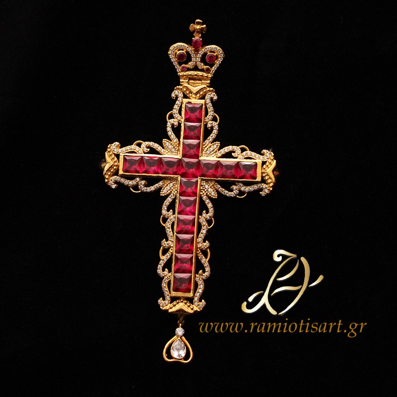 pectoral cross ΣΤ30 goldplated red and white...
