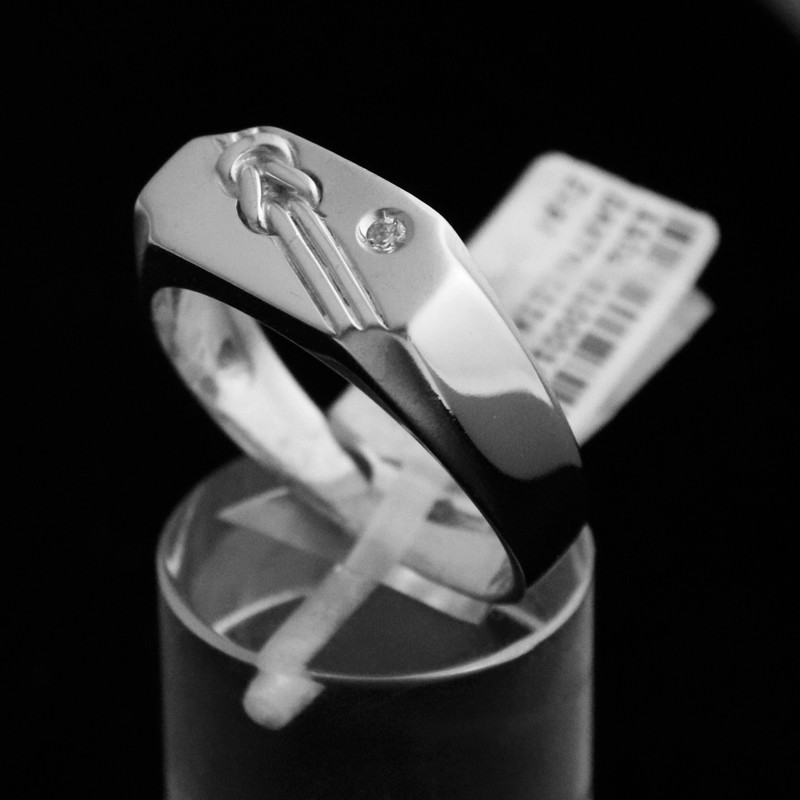 men's ring white gold with cubic zirconia and...