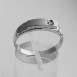 Men's white gold ring with cubic zirconia